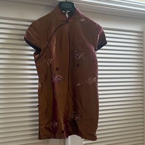 Elegant Brown Floral Women's Dress